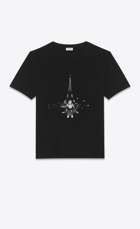 SAINT LAURENT T-Shirt and Jersey Woman Boyfriend Eiffel Towel T-shirt in black jersey a_V4